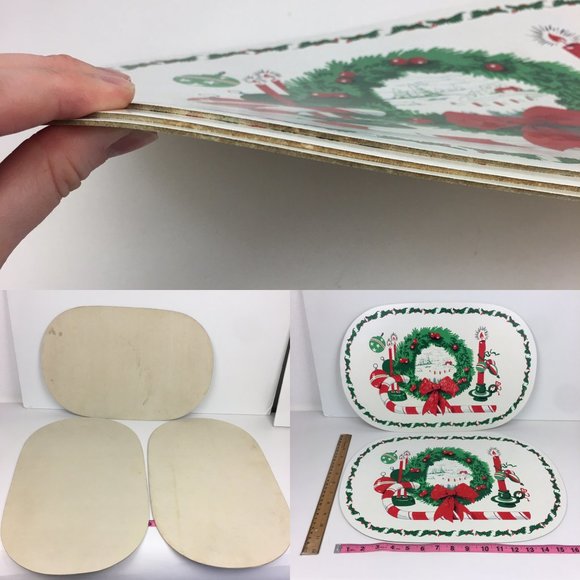 Vtg Lot of 7 Christmas Holiday Winter Vinyl Placemats Kitchen Dinner Dining READ - Picture 6 of 9